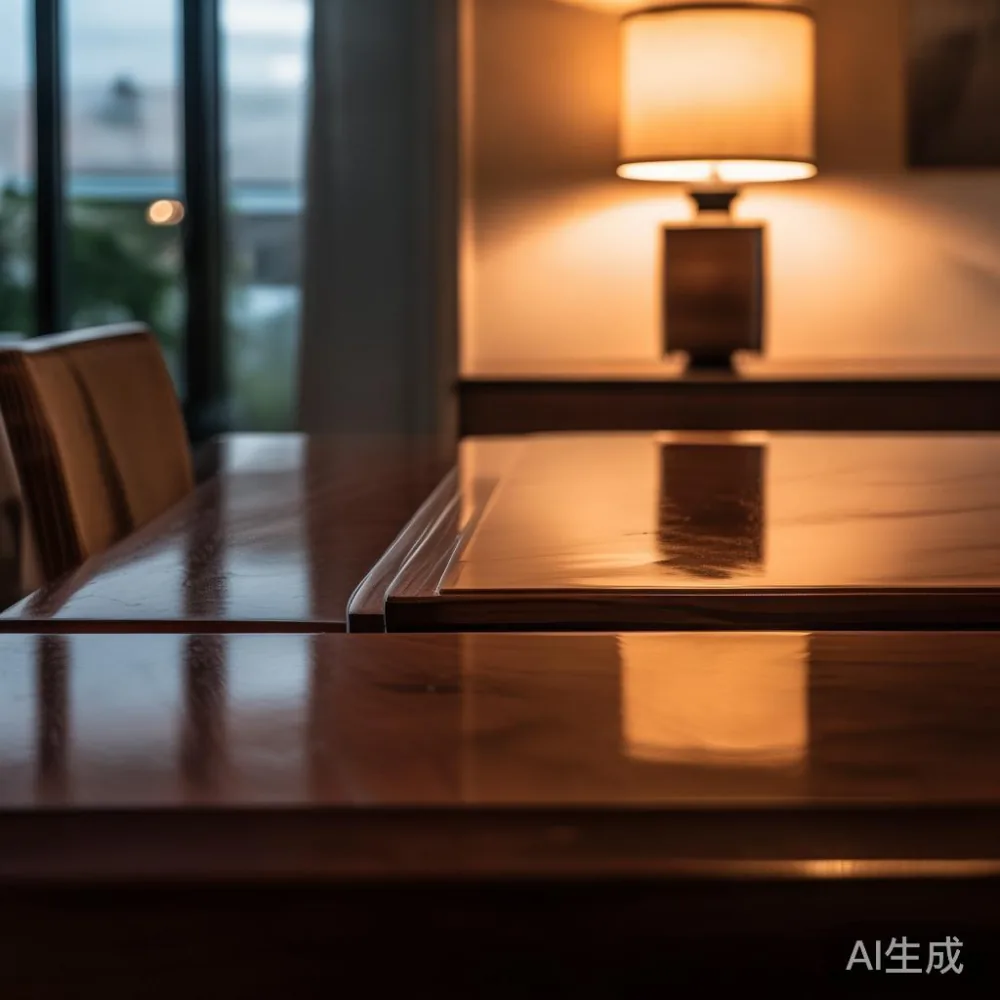Caring for a Lacquered Extendable Table in Singapore's Tropical Climat — room setting at dusk with warm lamp light, film