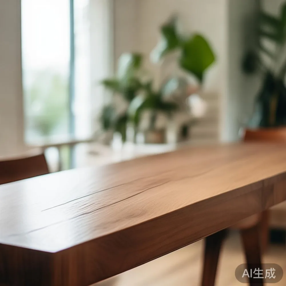 Caring for a Lacquered Extendable Table in Singapore's Tropical Climat — close-up of the grain and joinery detail, shallo