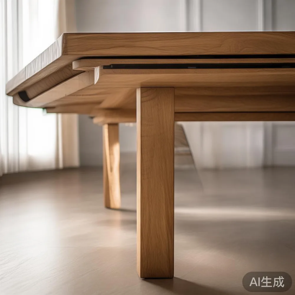 Delivery and Assembly Realities When Buying an Extendable Dining Table — detail of the base and leg construction on a bed