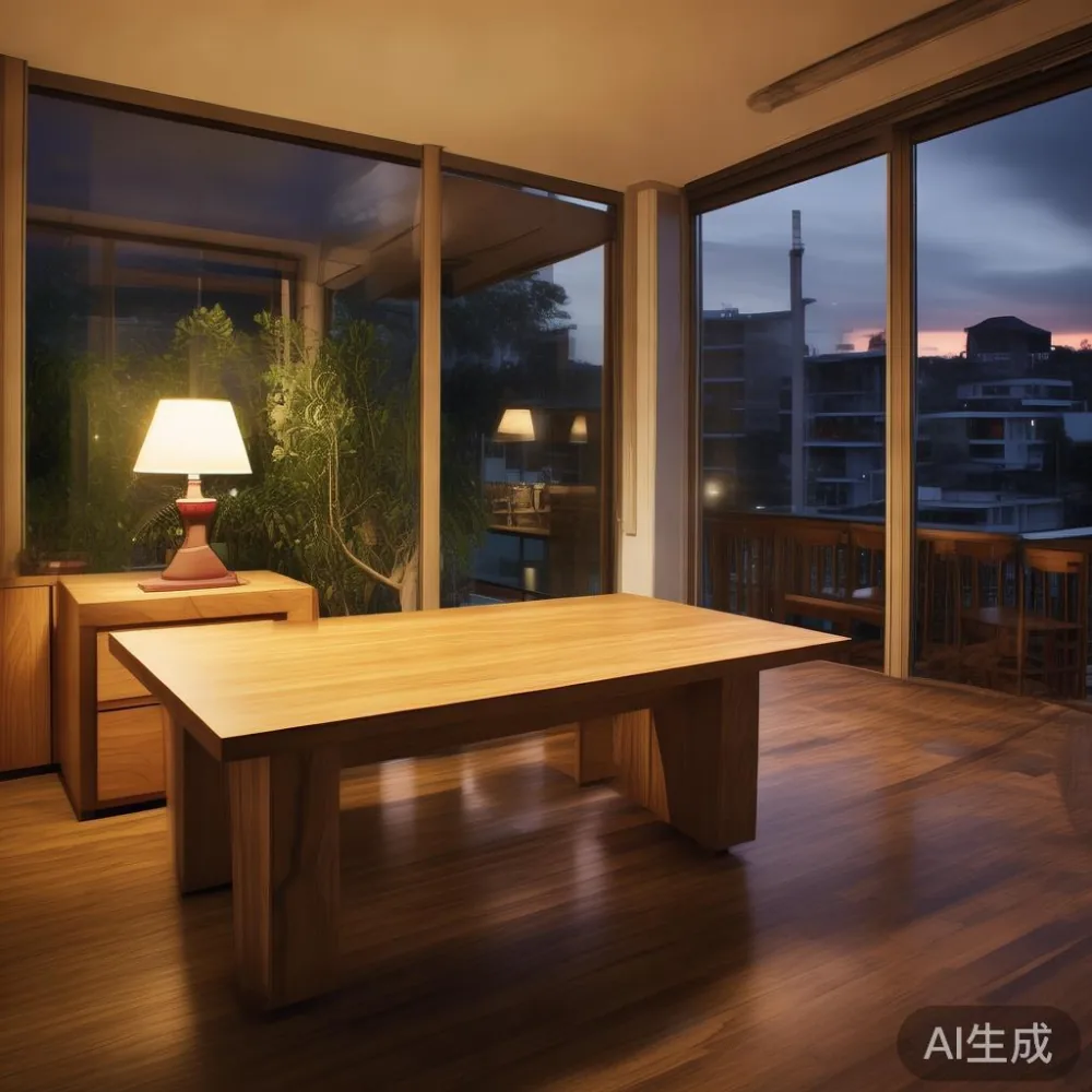 How Humidity in Southeast Asia Affects Wood Furniture (And What to Do  — room setting at dusk with warm lamp light, film 
