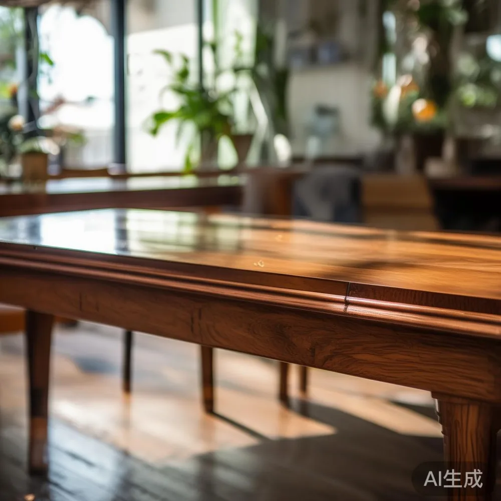 Caring for a Lacquered Extendable Table in a Tropical Climate: A Singa — close-up of the grain and joinery detail, shallo