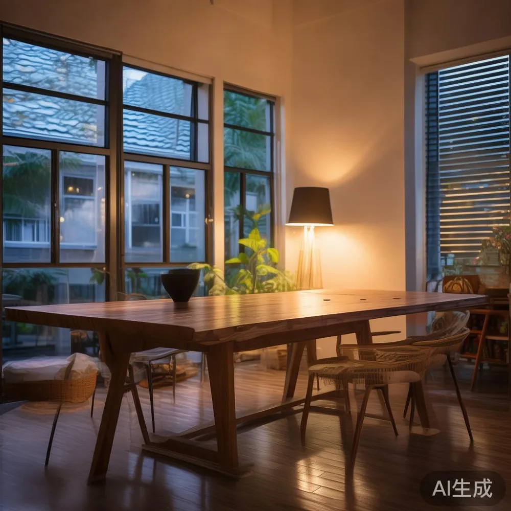 Veneer vs Solid Wood Dining Table in Singapore: A Real 5-Year Cost Bre — room setting at dusk with warm lamp light, film 
